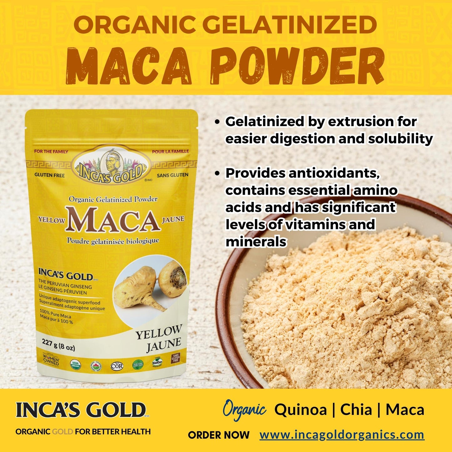 Organic Yellow Maca Powder - 227g