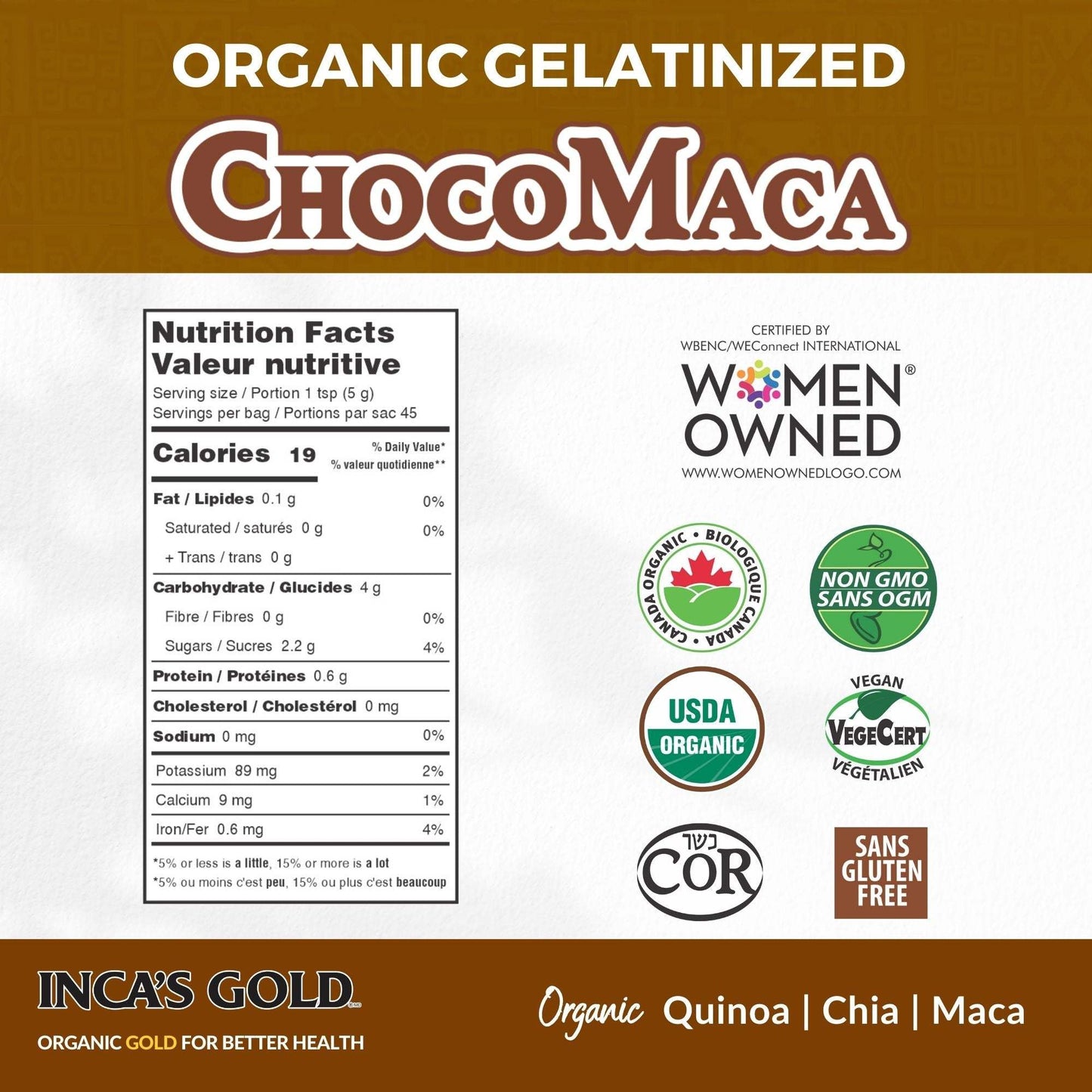 Nutritious Pure 100% Peruvian Maca blended with cacao powder