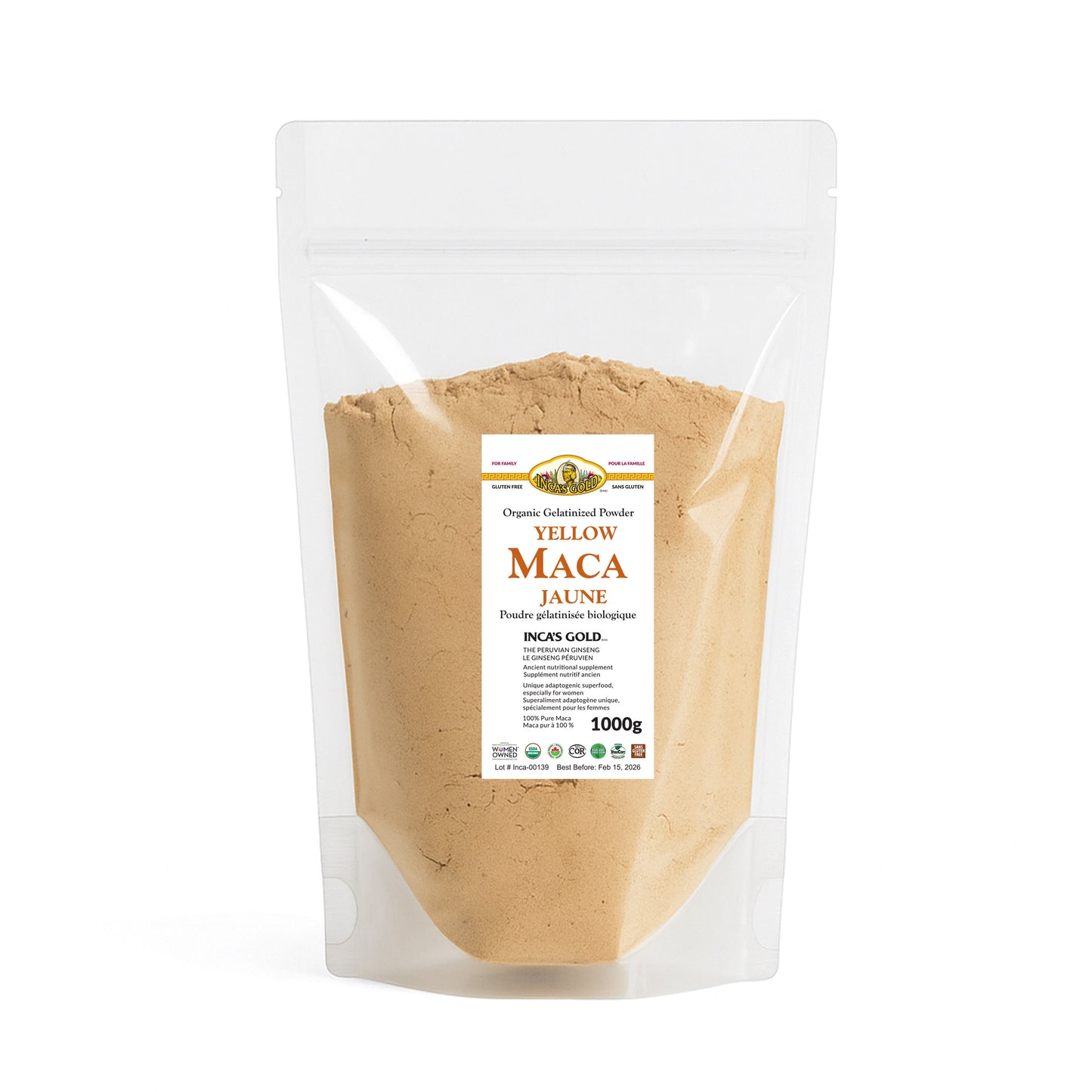 Organic Yellow Maca Powder - 1 Kg - Warehouse pack