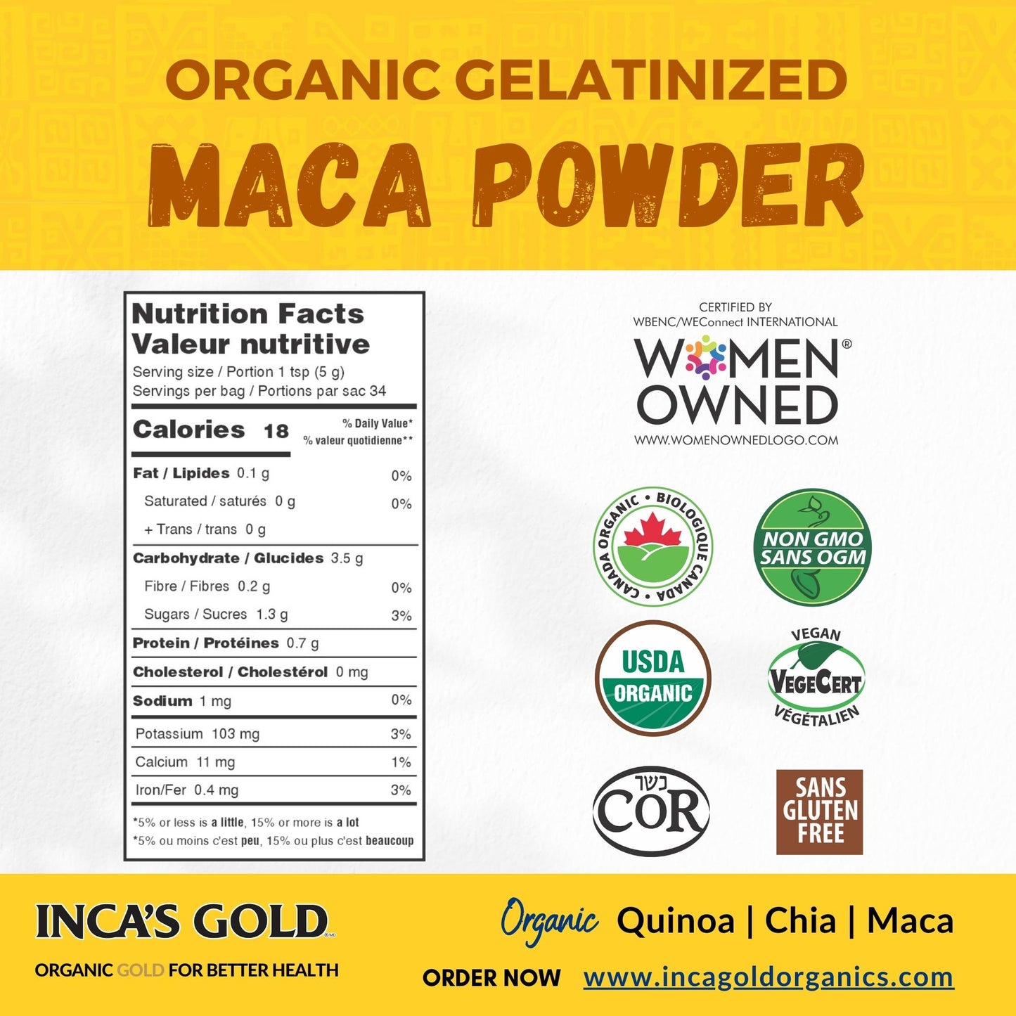 Organic Yellow Maca Powder - 227g