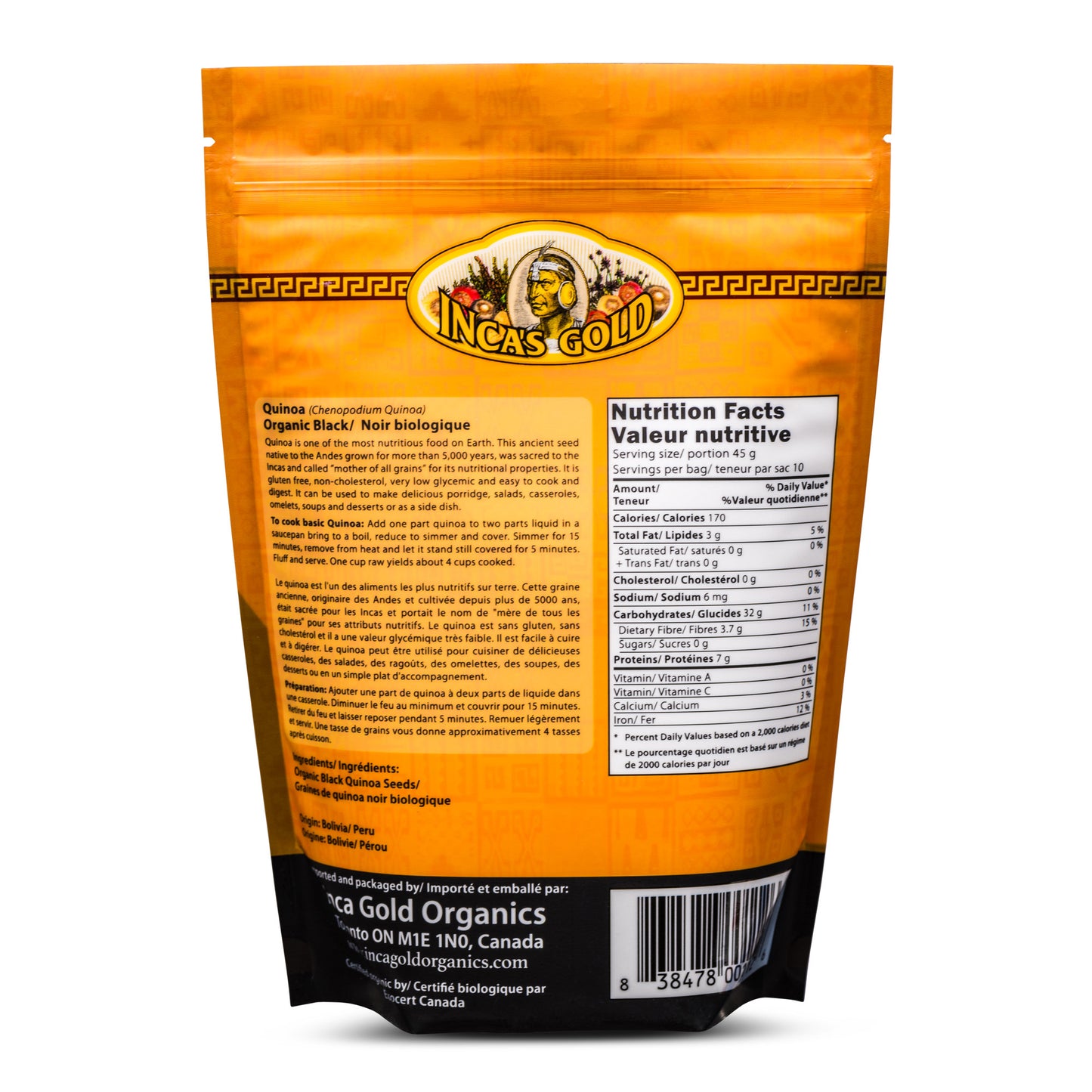 INCA'S GOLD Organic Black Quinoa 454g