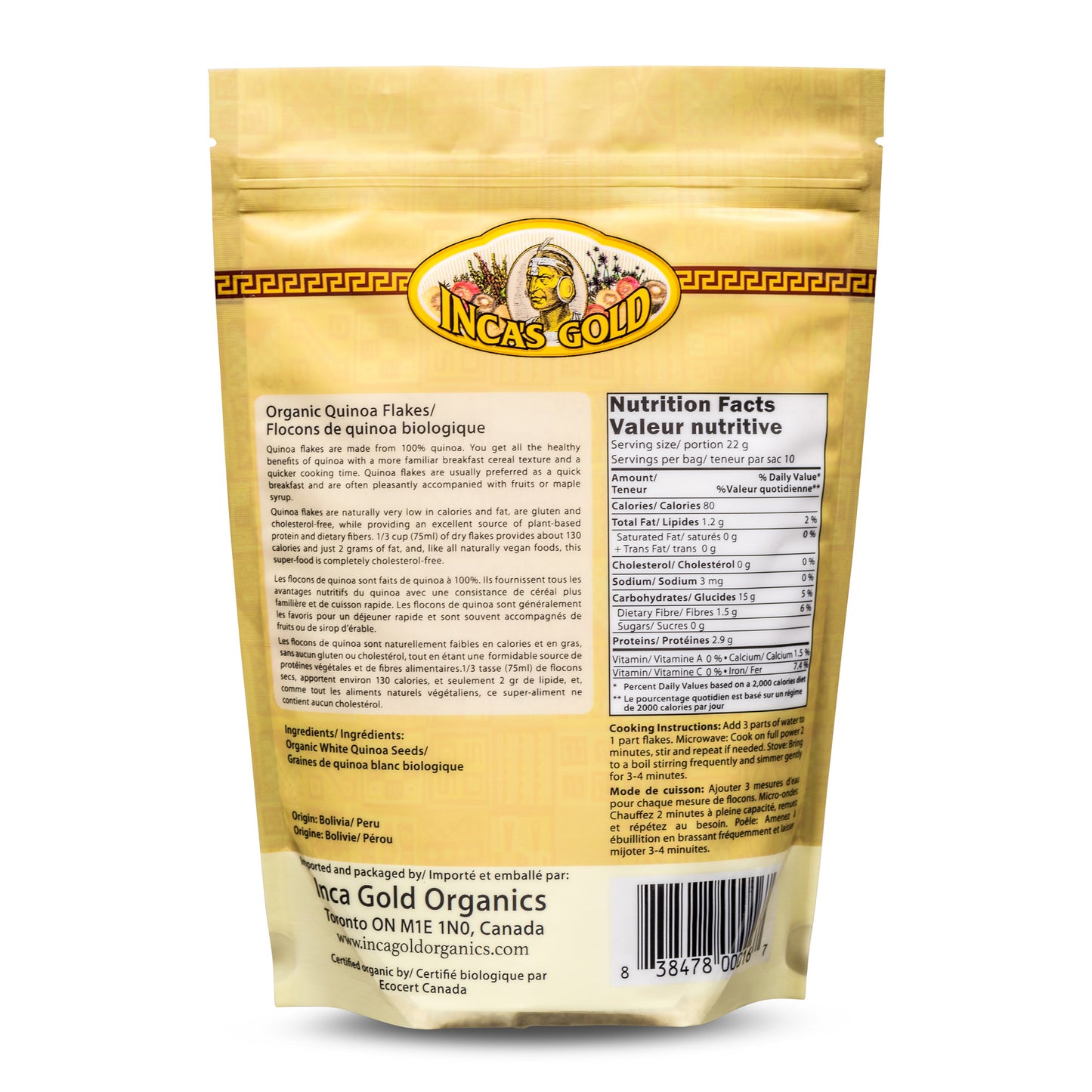 INCA'S GOLD Organic Quinoa Flakes 227g