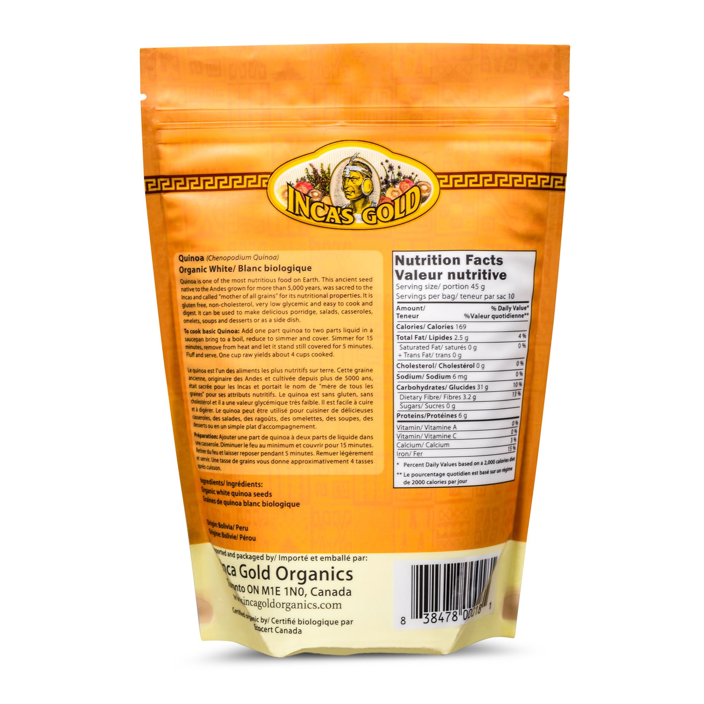 INCA'S GOLD Organic White Quinoa Nutrition